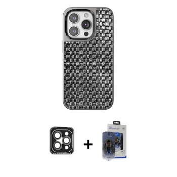 MARSİLYAN™- iPhone 15 Pro Max Kılıf Siluet Form Serisi - Siyah Vanessa Magic Cam + PVD Metal Kamera Lens - GI