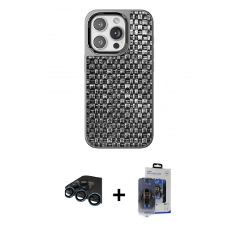 MARSİLYAN™- iPhone 15 Pro Max Kılıf Siluet Form Serisi - Siyah Vanessa Magic Cam + Raze Metal Kamera Lens - LT