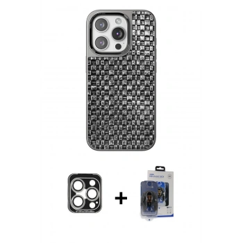 MARSİLYAN™- iPhone 15 Pro Max Kılıf Siluet Form Serisi - Siyah Vanessa Magic Cam + PVD Metal Kamera Lens - GS
