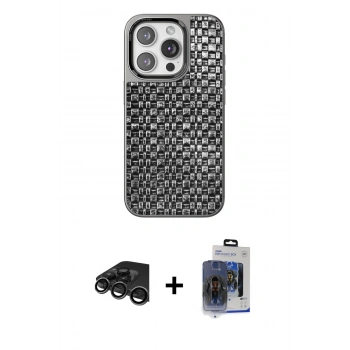 MARSİLYAN™- iPhone 15 Pro Max Kılıf Siluet Form Serisi - Siyah Vanessa Magic Cam + Raze Metal Kamera Lens - TMGI