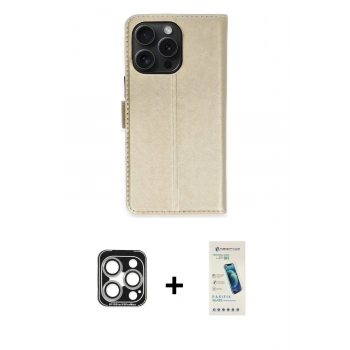 MARSİLYAN™- iPhone 15 Pro Max Kılıf Siluet Işık Serisi - Şeffaf Pasifik Cam Ekran Koruyucu + PVD Metal Kamera Lens - GS