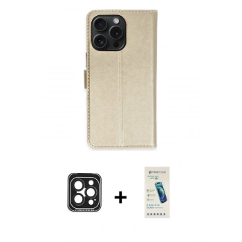 MARSİLYAN™- iPhone 15 Pro Max Kılıf Siluet Işık Serisi - Şeffaf Pasifik Cam Ekran Koruyucu + PVD Metal Kamera Lens - SH