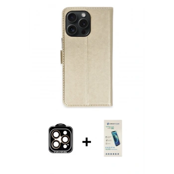 MARSİLYAN™- iPhone 15 Pro Max Kılıf Siluet Işık Serisi - Şeffaf Pasifik Cam Ekran Koruyucu + PVD Metal Kamera Lens - TU