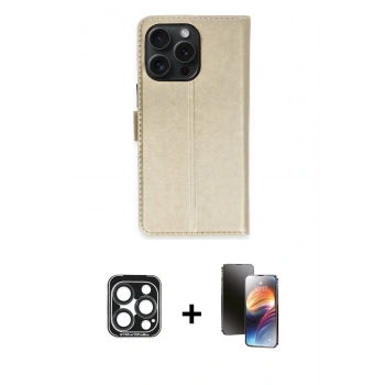 MARSİLYAN™- iPhone 15 Pro Max Kılıf Siluet Işık Serisi - Siyah 3D Antistatik Mat Seramik Nano Ekran Koruyucu + PVD Metal Kamera Lens - LT