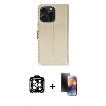 MARSİLYAN™- iPhone 15 Pro Max Kılıf Siluet Işık Serisi - Siyah 3D Antistatik Mat Seramik Nano Ekran Koruyucu + PVD Metal Kamera Lens - TU