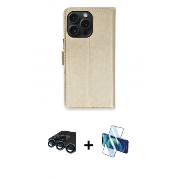 MARSİLYAN™- iPhone 15 Pro Max Kılıf Siluet Işık Serisi - Siyah 3D Antistatik Seramik Nano Ekran Koruyucu + Raze Metal Kamera Lens - LT
