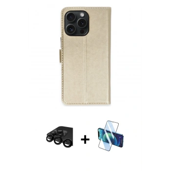 MARSİLYAN™- iPhone 15 Pro Max Kılıf Siluet Işık Serisi - Siyah 3D Antistatik Seramik Nano Ekran Koruyucu + Raze Metal Kamera Lens - SH