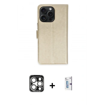 MARSİLYAN™- iPhone 15 Pro Max Kılıf Siluet Işık Serisi - Siyah Bilvis 0.18mm Plus Cam Ekran Koruyucu + PVD Metal Kamera Lens - GS