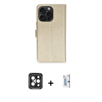 MARSİLYAN™- iPhone 15 Pro Max Kılıf Siluet Işık Serisi - Siyah Bilvis 0.18mm Plus Cam Ekran Koruyucu + PVD Metal Kamera Lens - SH