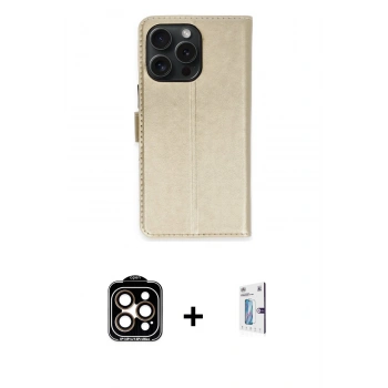 MARSİLYAN™- iPhone 15 Pro Max Kılıf Siluet Işık Serisi - Siyah Bilvis 0.18mm Plus Cam Ekran Koruyucu + PVD Metal Kamera Lens - TU