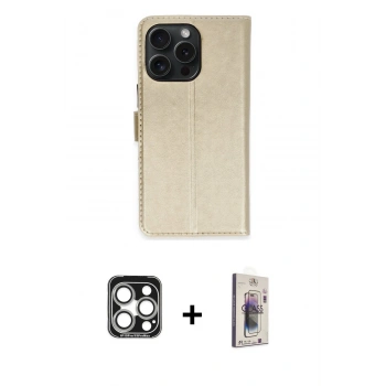 MARSİLYAN™- iPhone 15 Pro Max Kılıf Siluet Işık Serisi - Siyah Bilvis 3D Cam Ekran Koruyucu + PVD Metal Kamera Lens - GS