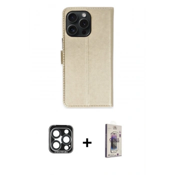 MARSİLYAN™- iPhone 15 Pro Max Kılıf Siluet Işık Serisi - Siyah Bilvis 3D Cam Ekran Koruyucu + PVD Metal Kamera Lens - LT