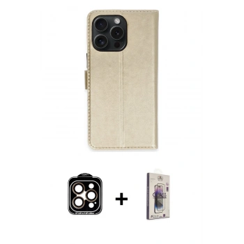MARSİLYAN™- iPhone 15 Pro Max Kılıf Siluet Işık Serisi - Siyah Bilvis 3D Cam Ekran Koruyucu + PVD Metal Kamera Lens - TU