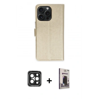 MARSİLYAN™- iPhone 15 Pro Max Kılıf Siluet Işık Serisi - Siyah Bilvis Hayalet Cam Ekran Koruyucu + PVD Metal Kamera Lens - SH