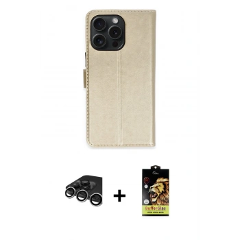MARSİLYAN™- iPhone 15 Pro Max Kılıf Siluet Işık Serisi - Siyah Buffer Cam Ekran Koruyucu + Raze Metal Kamera Lens - GS