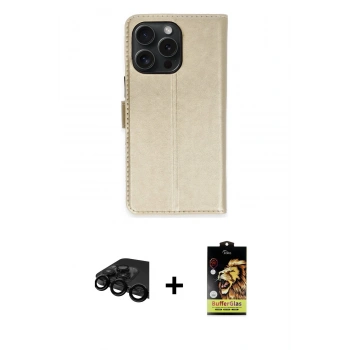 MARSİLYAN™- iPhone 15 Pro Max Kılıf Siluet Işık Serisi - Siyah Buffer Cam Ekran Koruyucu + Raze Metal Kamera Lens - SH