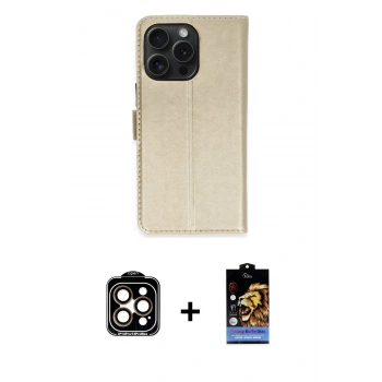 MARSİLYAN™- iPhone 15 Pro Max Kılıf Siluet Işık Serisi - Siyah Buffer Hayalet Cam Ekran Koruyucu + PVD Metal Kamera Lens - TU