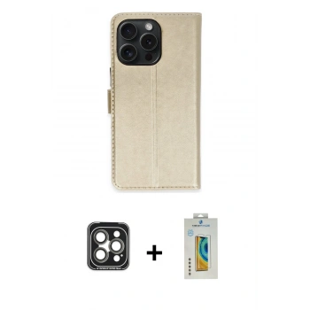 MARSİLYAN™- iPhone 15 Pro Max Kılıf Siluet Işık Serisi - Siyah Polymer Nano Ekran Koruyucu + PVD Metal Kamera Lens - GI