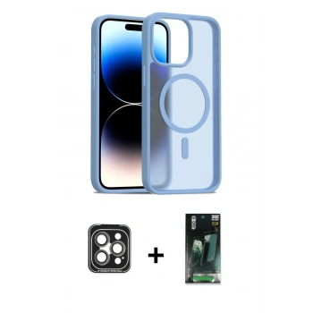 MARSİLYAN™- iPhone 15 Pro Max Kılıf Siluet Minimal Prime - Şeffaf 360 Full Body Arka Koruyucu + PVD Metal Kamera Lens - GI