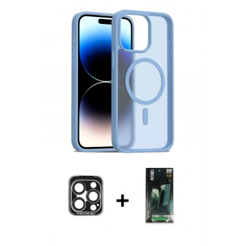 MARSİLYAN™- iPhone 15 Pro Max Kılıf Siluet Minimal Prime - Şeffaf 360 Full Body Arka Koruyucu + PVD Metal Kamera Lens - LT