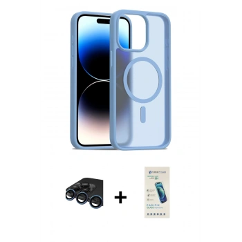 MARSİLYAN™- iPhone 15 Pro Max Kılıf Siluet Minimal Prime - Şeffaf Pasifik Cam Ekran Koruyucu + Raze Metal Kamera Lens - LT