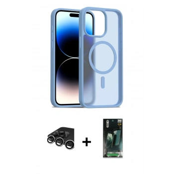 MARSİLYAN™- iPhone 15 Pro Max Kılıf Siluet Minimal Prime - Siyah 360 Mat Full Body Arka Koruyucu + Raze Metal Kamera Lens - GS