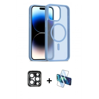 MARSİLYAN™- iPhone 15 Pro Max Kılıf Siluet Minimal Prime - Siyah 3D Antistatik Seramik Nano Ekran Koruyucu + PVD Metal Kamera Lens - LT