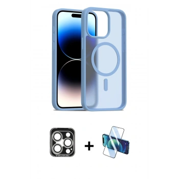 MARSİLYAN™- iPhone 15 Pro Max Kılıf Siluet Minimal Prime - Siyah 3D Antistatik Seramik Nano Ekran Koruyucu + PVD Metal Kamera Lens - GS