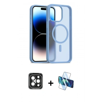MARSİLYAN™- iPhone 15 Pro Max Kılıf Siluet Minimal Prime - Siyah 3D Antistatik Seramik Nano Ekran Koruyucu + PVD Metal Kamera Lens - SH