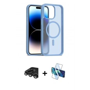 MARSİLYAN™- iPhone 15 Pro Max Kılıf Siluet Minimal Prime - Siyah 3D Antistatik Seramik Nano Ekran Koruyucu + Raze Metal Kamera Lens - TMGI