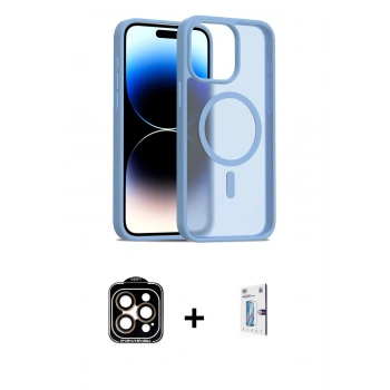 MARSİLYAN™- iPhone 15 Pro Max Kılıf Siluet Minimal Prime - Siyah Bilvis 0.18mm Plus Cam Ekran Koruyucu + PVD Metal Kamera Lens - TU