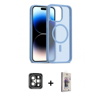 MARSİLYAN™- iPhone 15 Pro Max Kılıf Siluet Minimal Prime - Siyah Bilvis 3D Cam Ekran Koruyucu + PVD Metal Kamera Lens - GI