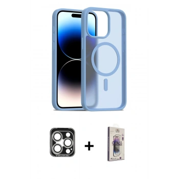 MARSİLYAN™- iPhone 15 Pro Max Kılıf Siluet Minimal Prime - Siyah Bilvis 3D Cam Ekran Koruyucu + PVD Metal Kamera Lens - GS