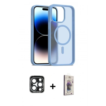MARSİLYAN™- iPhone 15 Pro Max Kılıf Siluet Minimal Prime - Siyah Bilvis 3D Cam Ekran Koruyucu + PVD Metal Kamera Lens - LT