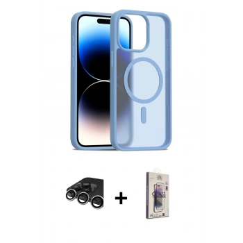 MARSİLYAN™- iPhone 15 Pro Max Kılıf Siluet Minimal Prime - Siyah Bilvis 3D Cam Ekran Koruyucu + Raze Metal Kamera Lens - GS