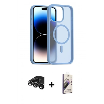 MARSİLYAN™- iPhone 15 Pro Max Kılıf Siluet Minimal Prime - Siyah Bilvis 3D Mat Cam Ekran Koruyucu + Raze Metal Kamera Lens - GS