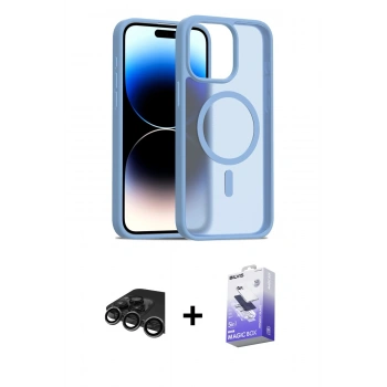 MARSİLYAN™- iPhone 15 Pro Max Kılıf Siluet Minimal Prime - Siyah Bilvis 5in1 5D Magic Hayalet Cam Ekran Koruyucu + Raze Metal Kamera Lens - TMGI