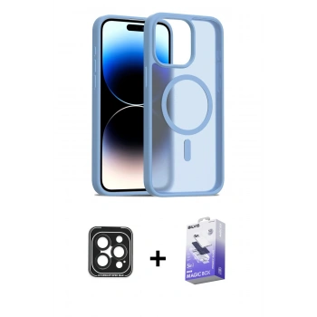 MARSİLYAN™- iPhone 15 Pro Max Kılıf Siluet Minimal Prime - Siyah Bilvis 5in1 5D Magic Hayalet Cam Ekran Koruyucu + PVD Metal Kamera Lens - SH