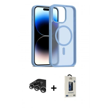 MARSİLYAN™- iPhone 15 Pro Max Kılıf Siluet Minimal Prime - Siyah Bilvis Hayalet Cam Ekran Koruyucu + Raze Metal Kamera Lens - GS