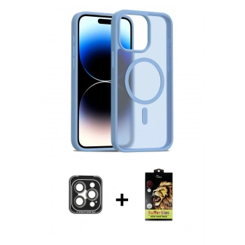 MARSİLYAN™- iPhone 15 Pro Max Kılıf Siluet Minimal Prime - Siyah Buffer Cam Ekran Koruyucu + PVD Metal Kamera Lens - GI
