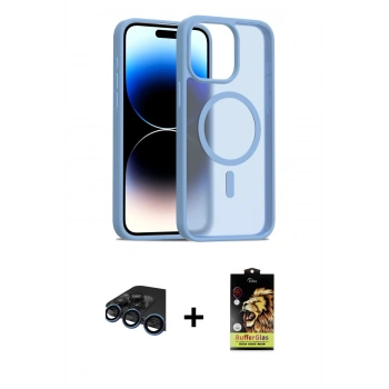MARSİLYAN™- iPhone 15 Pro Max Kılıf Siluet Minimal Prime - Siyah Buffer Cam Ekran Koruyucu + Raze Metal Kamera Lens - LT