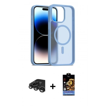 MARSİLYAN™- iPhone 15 Pro Max Kılıf Siluet Minimal Prime - Siyah Buffer Hayalet Cam Ekran Koruyucu + Raze Metal Kamera Lens - TMGI