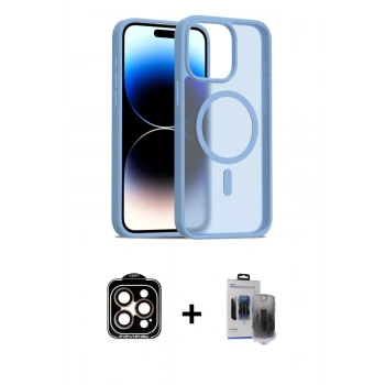 MARSİLYAN™- iPhone 15 Pro Max Kılıf Siluet Minimal Prime - Siyah Vanessa Magic Hayalet Cam + PVD Metal Kamera Lens - TU
