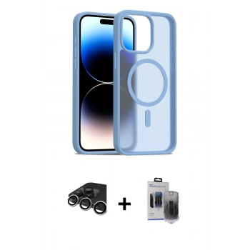 MARSİLYAN™- iPhone 15 Pro Max Kılıf Siluet Minimal Prime - Siyah Vanessa Magic Hayalet Cam + Raze Metal Kamera Lens - GS