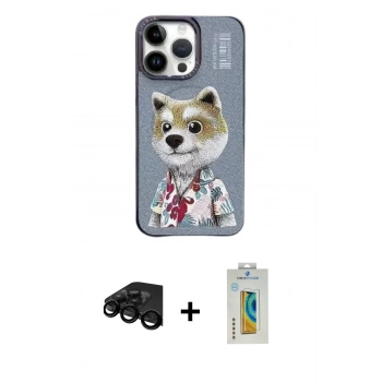 MARSİLYAN™- iPhone 15 Pro Max Kılıf Siluet Modern Özel Seri - Siyah Polymer Nano Ekran Koruyucu + Raze Metal Kamera Lens - SH