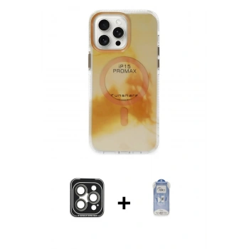 MARSİLYAN™- iPhone 15 Pro Max Kılıf Ufuk Doku Prime - Siyah Joko Magic 5D Cam + PVD Metal Kamera Lens - GI