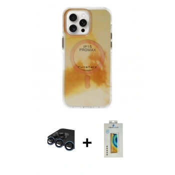 MARSİLYAN™- iPhone 15 Pro Max Kılıf Ufuk Doku Prime - Siyah Polymer Nano Ekran Koruyucu + Raze Metal Kamera Lens - LT