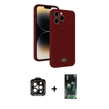 MARSİLYAN™- iPhone 15 Pro Max Kılıf Vadi Çizgi Prime - Şeffaf 360 Full Body Arka Koruyucu + PVD Metal Kamera Lens - TU