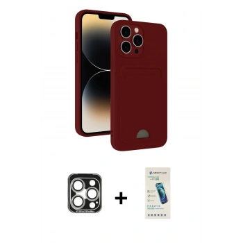 MARSİLYAN™- iPhone 15 Pro Max Kılıf Vadi Çizgi Prime - Şeffaf Pasifik Cam Ekran Koruyucu + PVD Metal Kamera Lens - GS