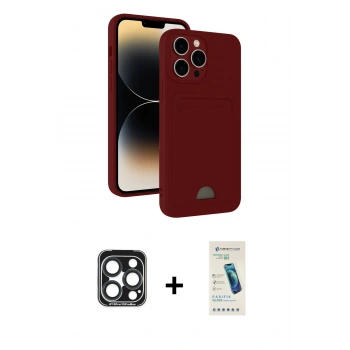 MARSİLYAN™- iPhone 15 Pro Max Kılıf Vadi Çizgi Prime - Şeffaf Pasifik Cam Ekran Koruyucu + PVD Metal Kamera Lens - LT